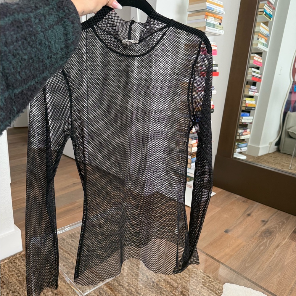 Free People Black Mesh Top